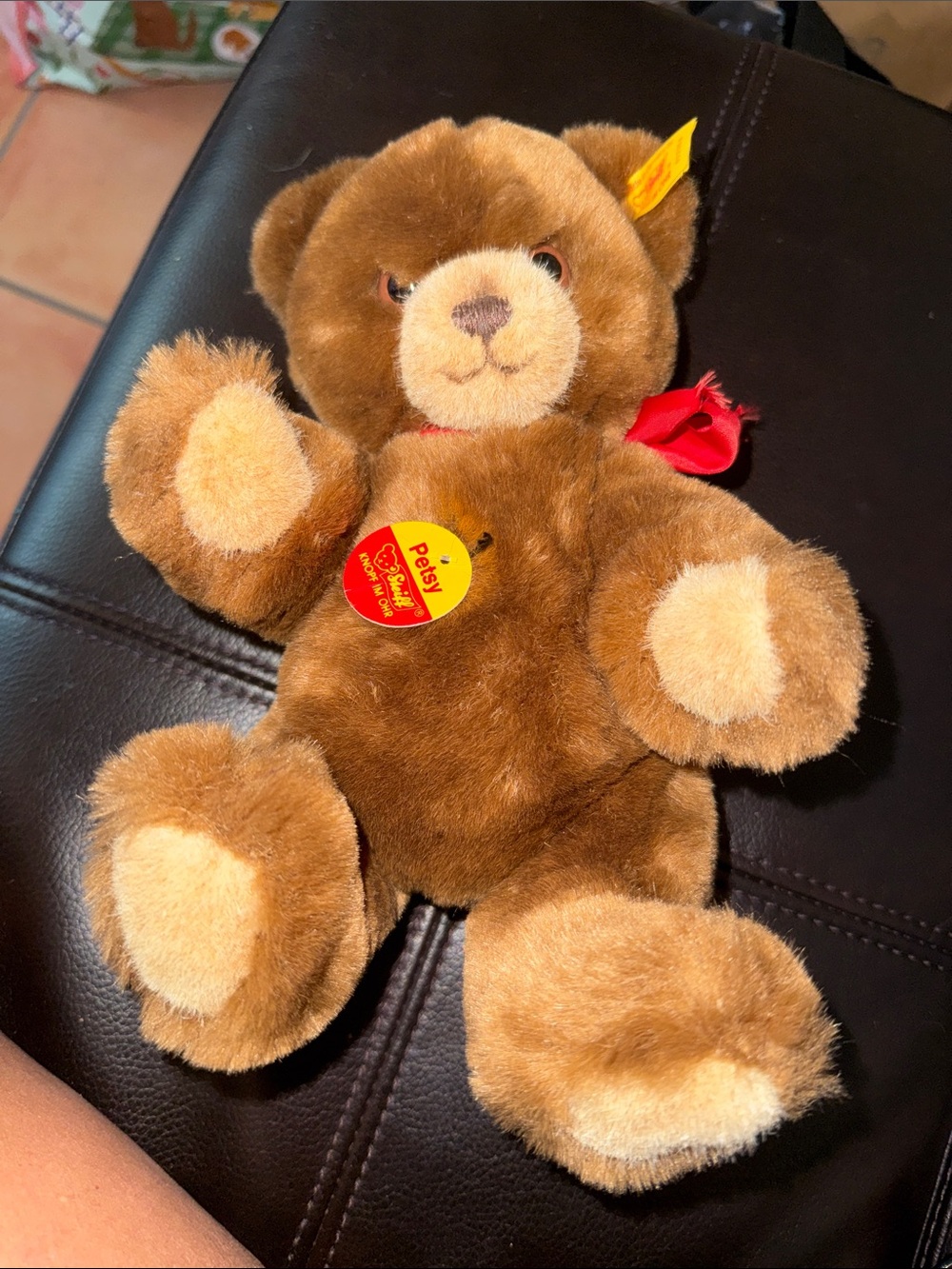Plush Brown Teddy Bear with Red Ribbon - Classic Kids Stuffed Animal